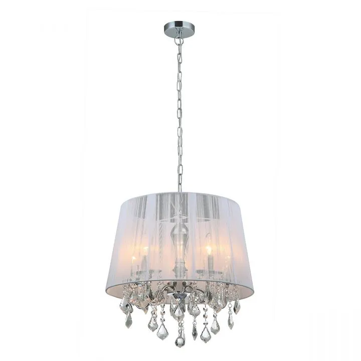 Cornelia, klasyczna lampa wisząca, chromowana, biała, E14, MDM-2572/5 W